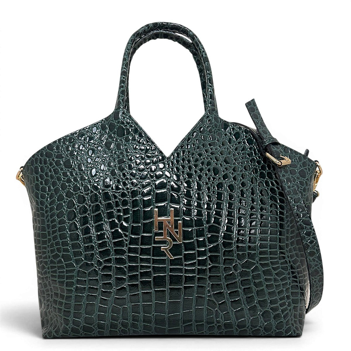 Γυναικεία Τσάντα Ώμου tote Croco Glos Πράσινο Hunter