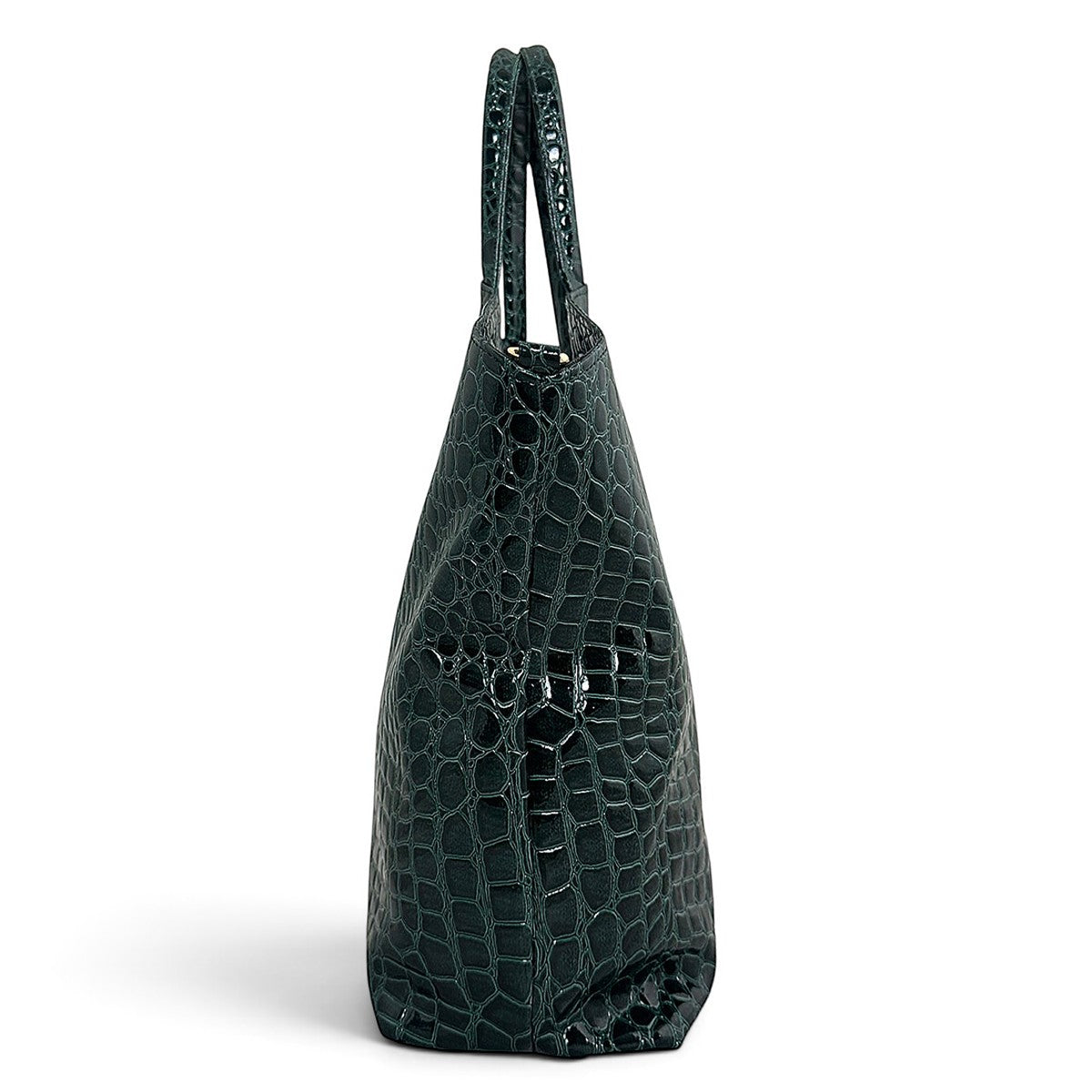 Τσάντα Ώμου tote Croco Glos πράσινο Hunter, κλείσιμο με φερμουάρ