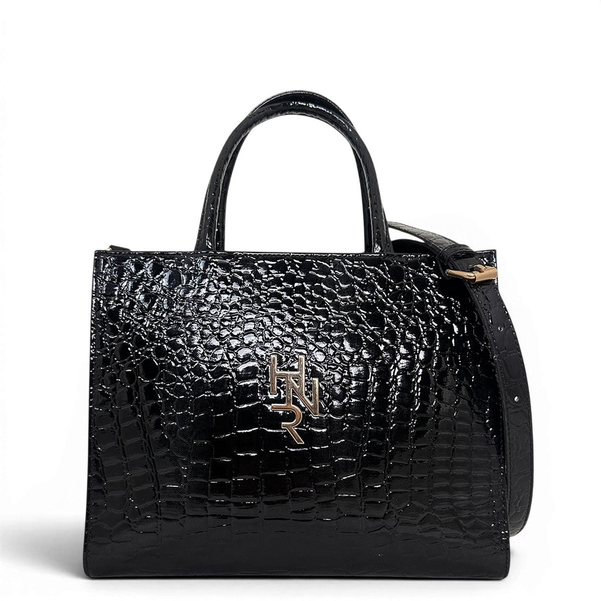 Γυναικεία Τσάντα Ώμου tote strict Croco Glos Μαύρο Hunter