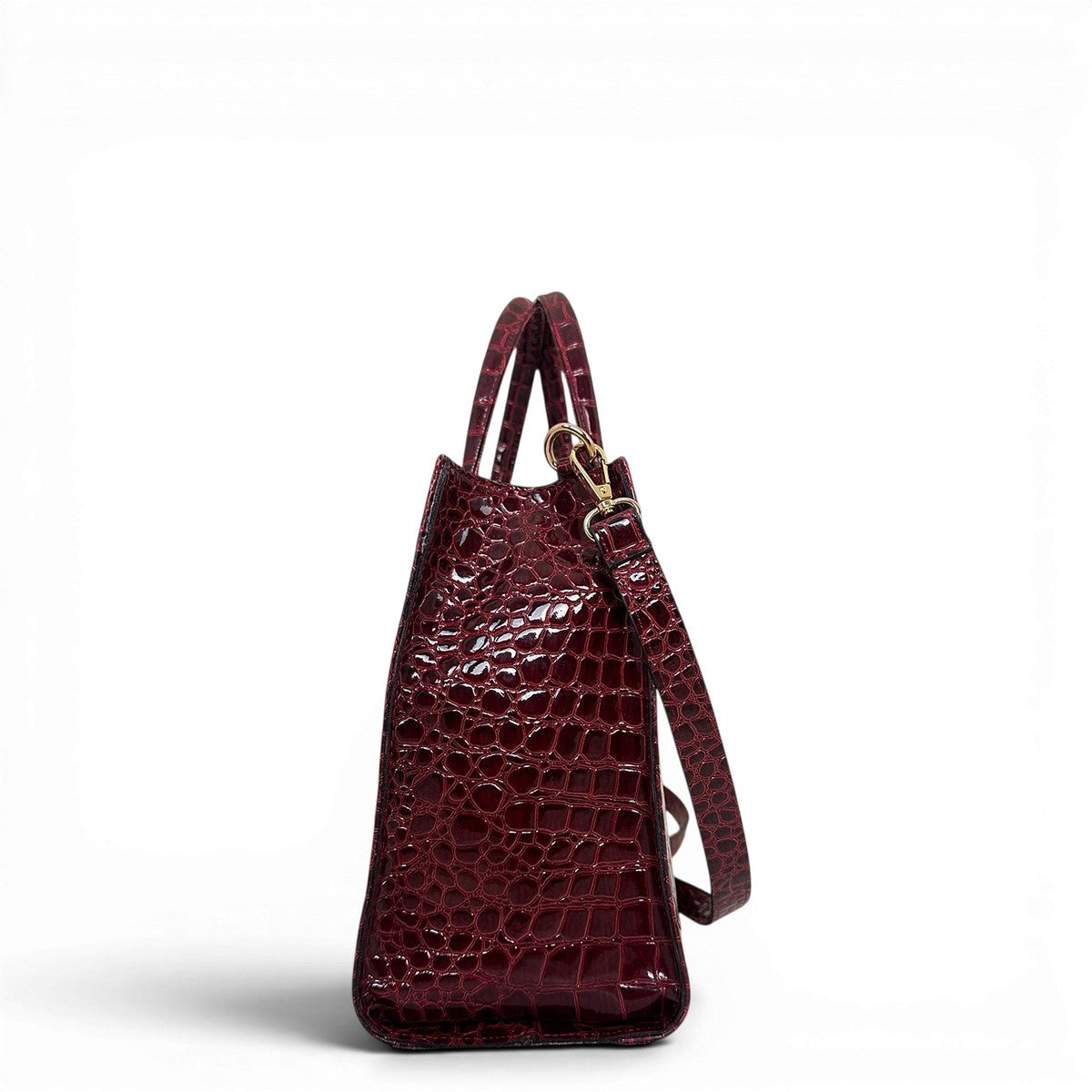 Τσάντα Ώμου tote strict Croco Glos μπορντώ Hunter, κλείσιμο με φερμουάρ