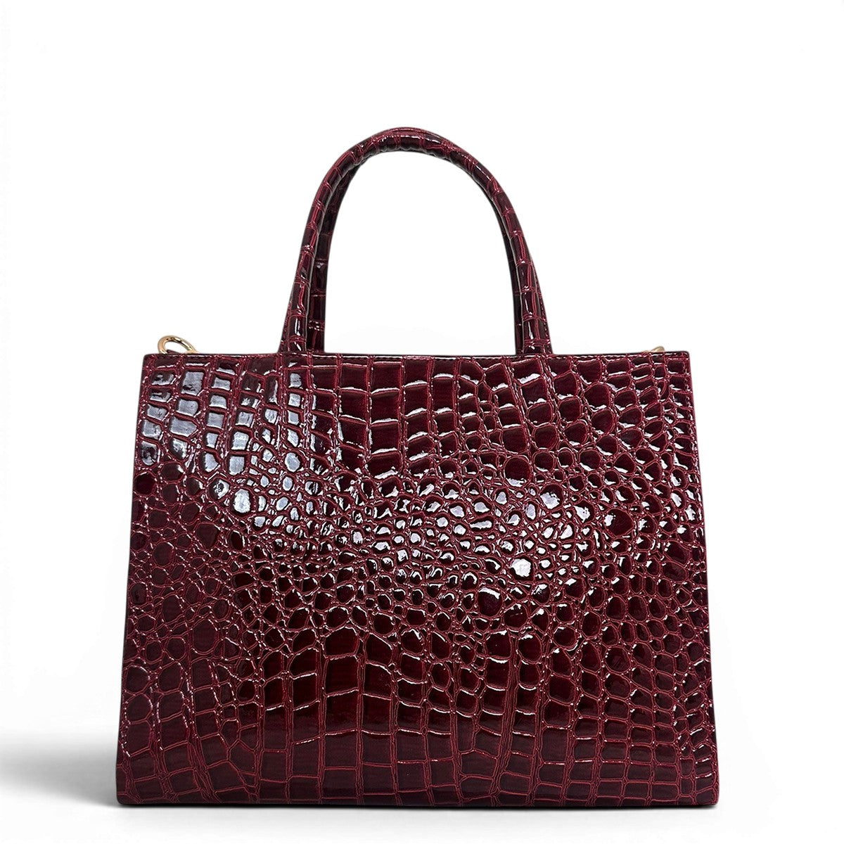 Τσάντα Ώμου tote strict Croco Glos μπορντώ Hunter, 2 σταθερά κοντά χεράκια