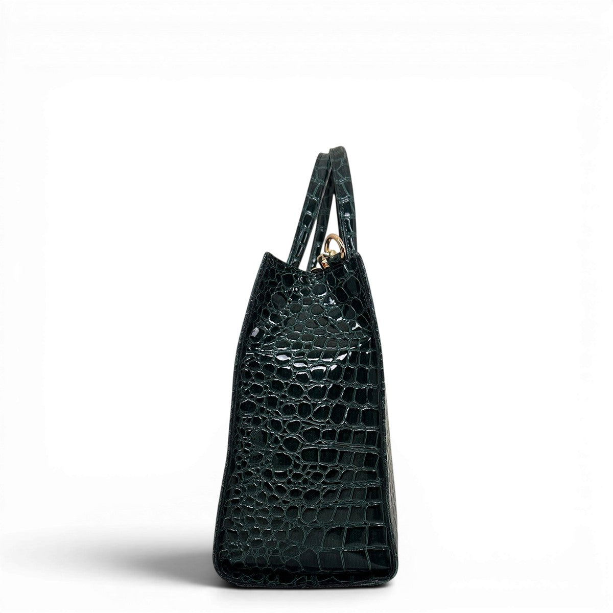Τσάντα Ώμου tote strict Croco Glos πράσινο Hunter, κλείσιμο με φερμουάρ