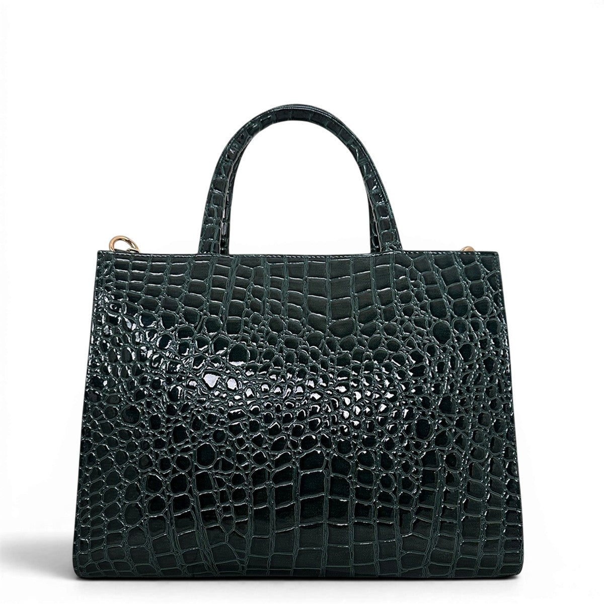 Τσάντα Ώμου tote strict Croco Glos πράσινο Hunter, 2 σταθερά κοντά χεράκια