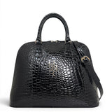 Γυναικεία Τσάντα Ώμου maxi tote Croco Glos Μαύρο Hunter