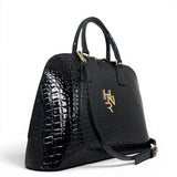 Τσάντα Ώμου maxi tote Croco Glos μαύρο Hunter με γυαλιστερή υφή κροκό