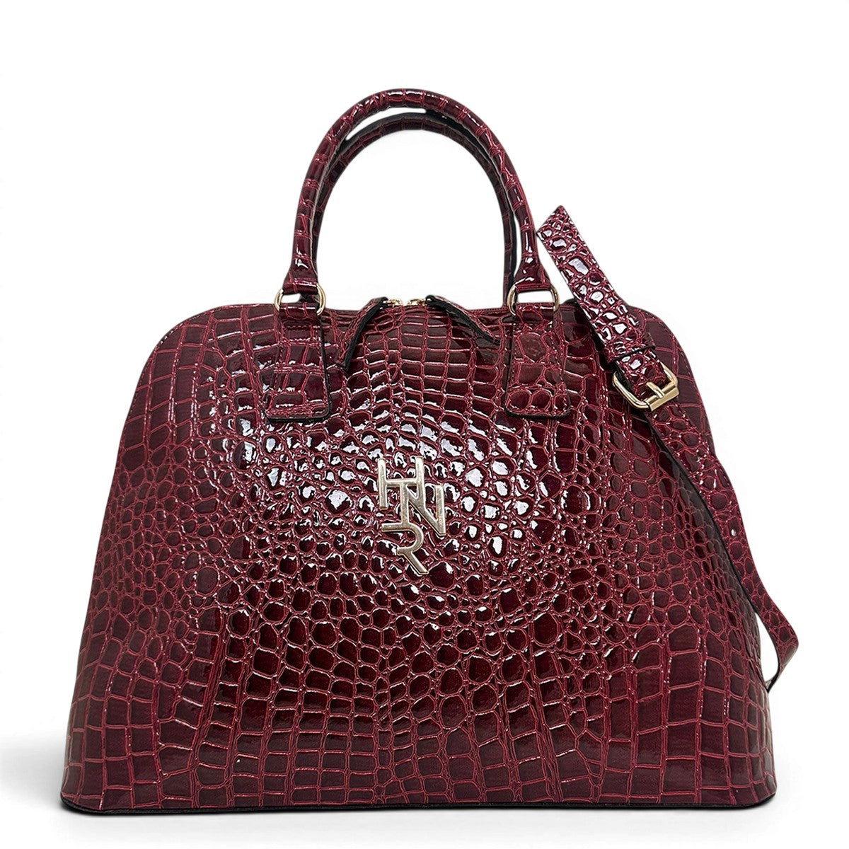 Γυναικεία Τσάντα Ώμου maxi tote Croco Glos Μπορντώ Hunter