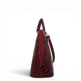 Τσάντα Ώμου maxi tote Croco Glos μπορντώ Hunter, κλείσιμο με φερμουάρ περιμετρικά