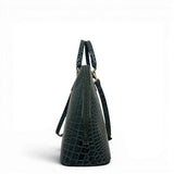 Τσάντα Ώμου maxi tote Croco Glos πράσινο Hunter, κλείσιμο με φερμουάρ περιμετρικά