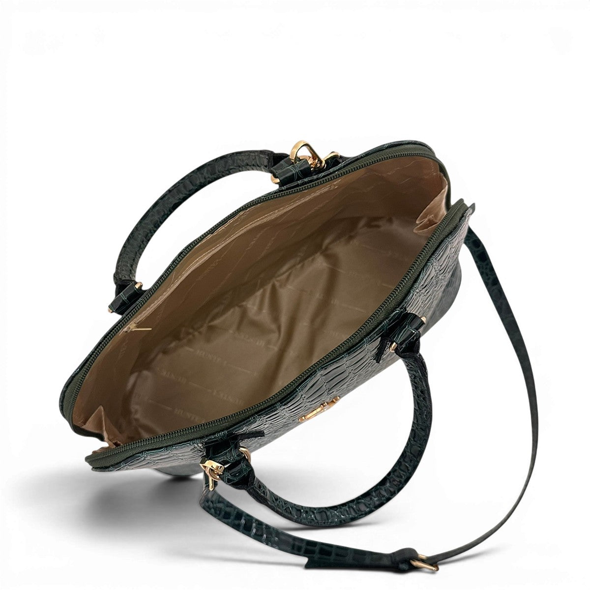 Τσάντα Ώμου maxi tote Croco Glos πράσινο Hunter, διαστάσεις μήκος 40 εκ., πλάτος 14 εκ., ύψος 28 εκ.