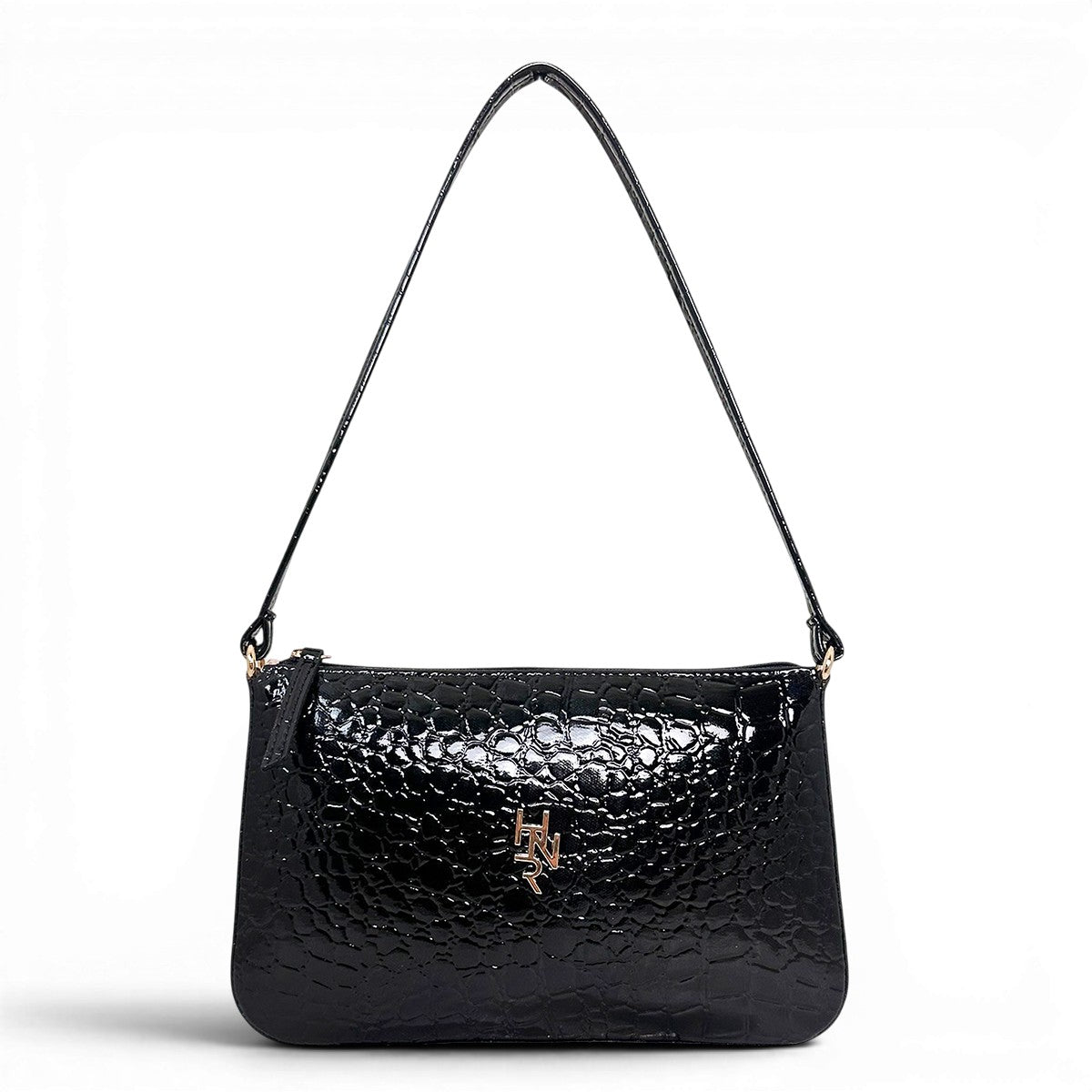Γυναικεία Τσάντα Ώμου thiny Croco Glos Μαύρο Hunter
