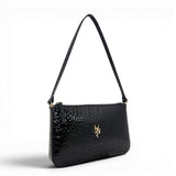 Τσάντα Ώμου thiny Croco Glos μαύρο Hunter με γυαλιστερή υφή κροκό
