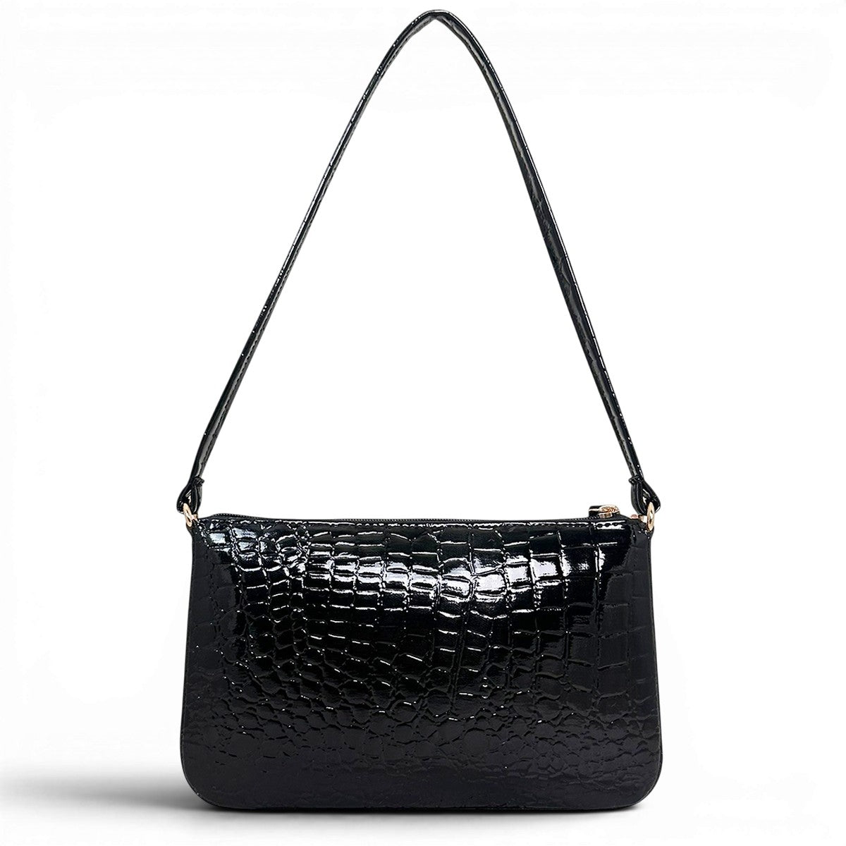 Τσάντα Ώμου thiny Croco Glos μαύρο Hunter, 1 σταθερό λουράκι για τον ώμο