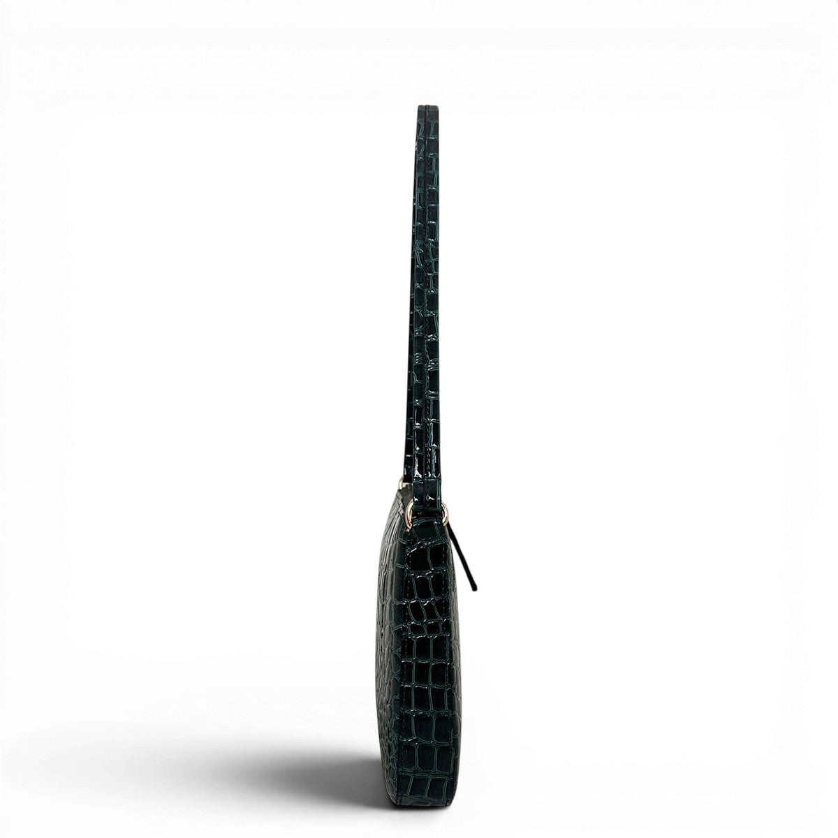 Τσάντα Ώμου thiny Croco Glos πράσινο Hunter, κλείσιμο με φερμουάρ