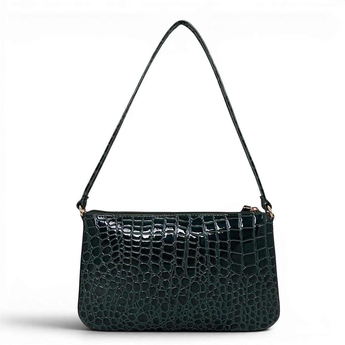 Τσάντα Ώμου thiny Croco Glos πράσινο Hunter, 1 σταθερό λουράκι για τον ώμο