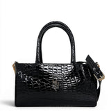 Γυναικεία Τσάντα Ώμου mini tote Croco Glos Μαύρο Hunter