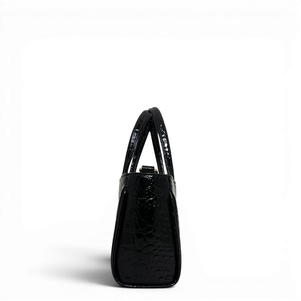 Τσάντα Ώμου mini tote Croco Glos μαύρο Hunter, κλείσιμο με φερμουάρ