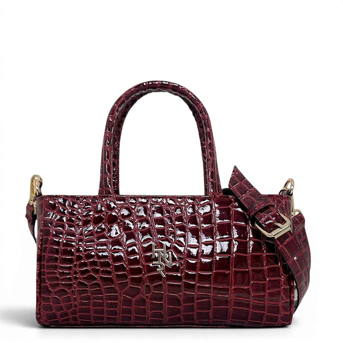 Γυναικεία Τσάντα Ώμου mini tote Croco Glos Μπορντώ Hunter