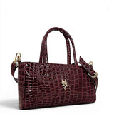 Τσάντα Ώμου mini tote Croco Glos μπορντώ Hunter με γυαλιστερή υφή κροκό