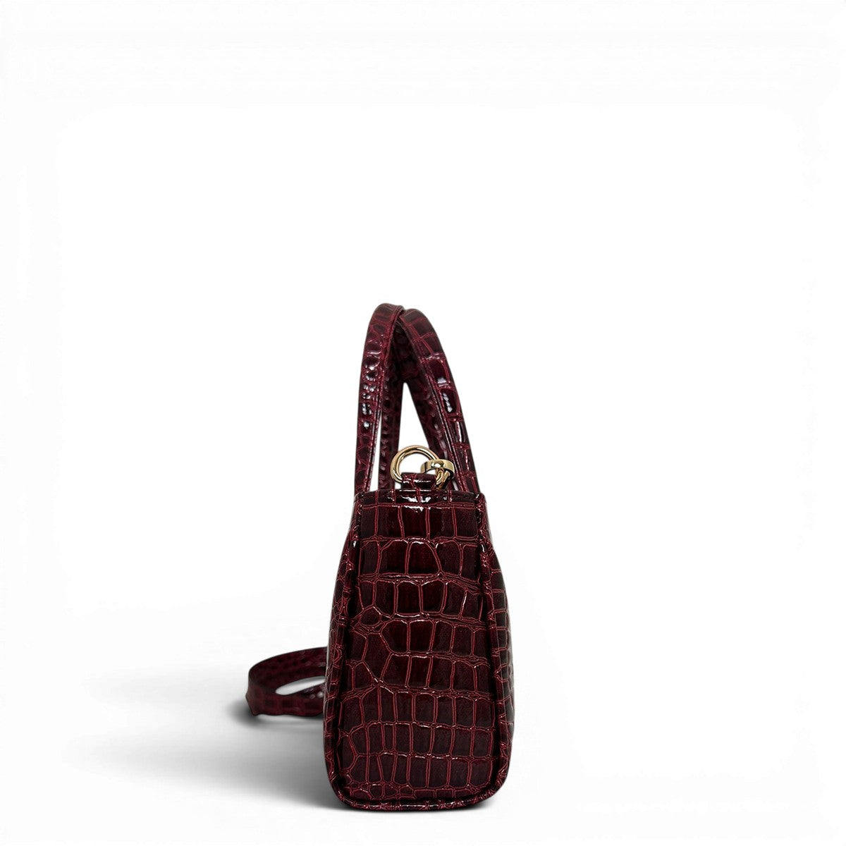 Τσάντα Ώμου mini tote Croco Glos μπορντώ Hunter, κλείσιμο με φερμουάρ