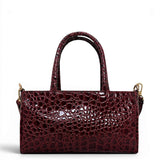 Τσάντα Ώμου mini tote Croco Glos μπορντώ Hunter, 2 σταθερά κοντά χεράκια