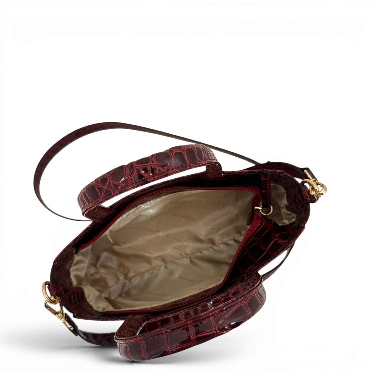 Τσάντα Ώμου mini tote Croco Glos μπορντώ Hunter, διαστάσεις μήκος 27 εκ., πλάτος 8 εκ., ύψος 14 εκ.