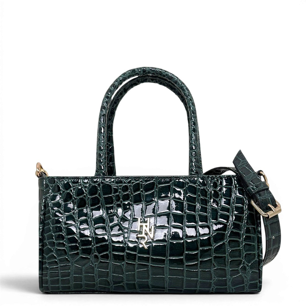 Γυναικεία Τσάντα Ώμου mini tote Croco Glos Πράσινο