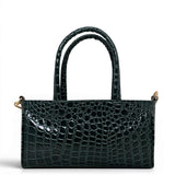 Τσάντα Ώμου mini tote Croco Glos πράσινο Hunter, 2 σταθερά κοντά χεράκια