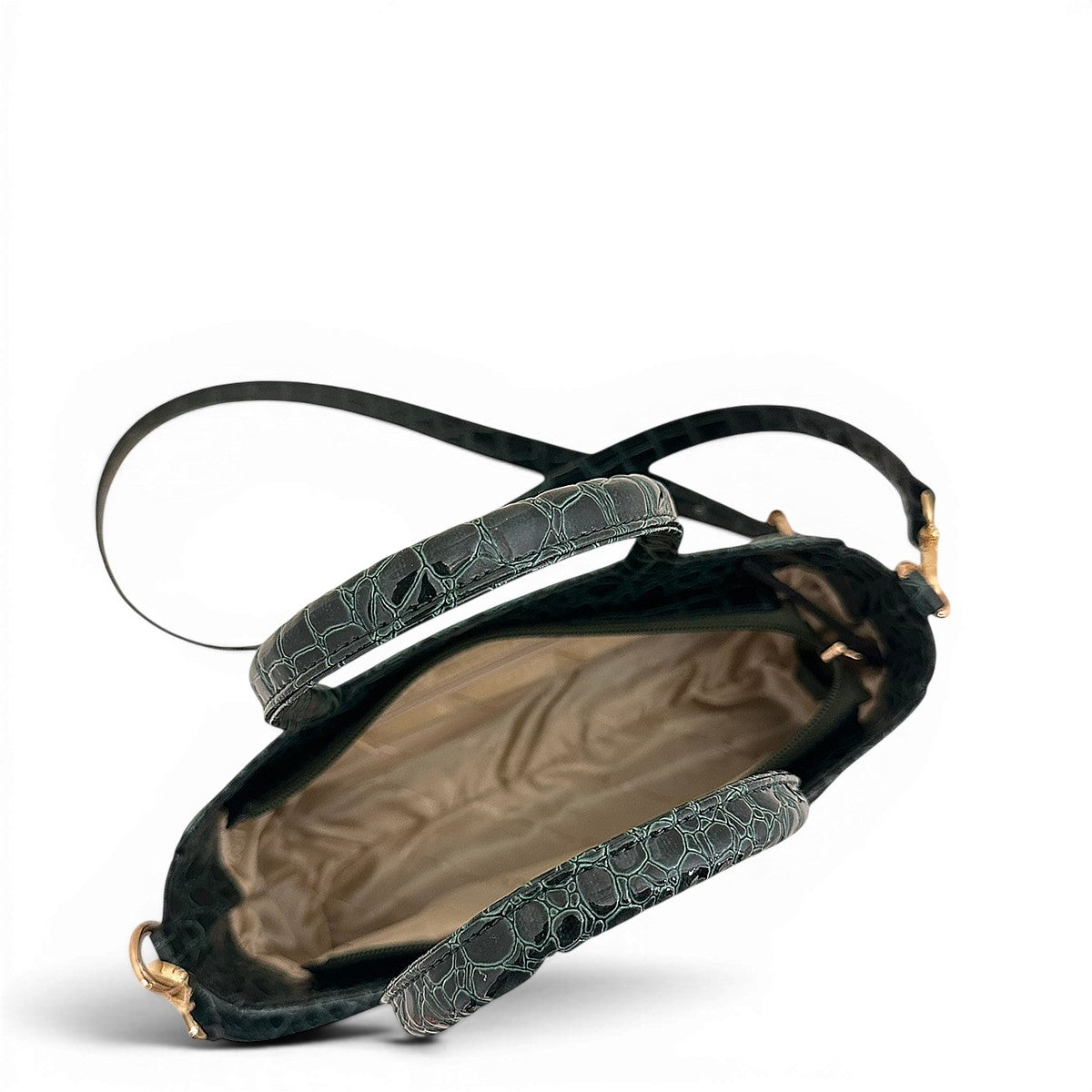 Τσάντα Ώμου mini tote Croco Glos πράσινο Hunter, διαστάσεις μήκος 27 εκ., πλάτος 8 εκ., ύψος 14 εκ.