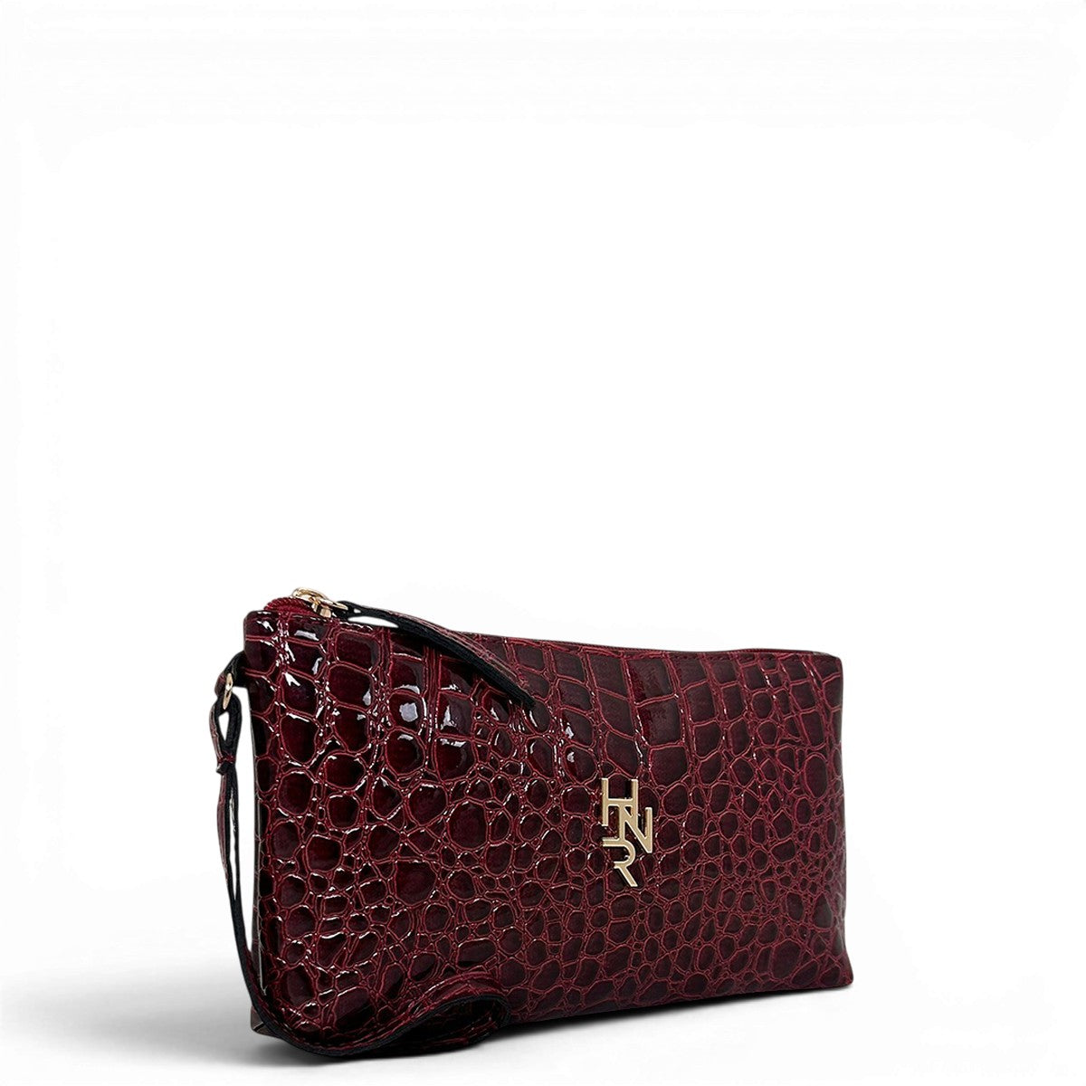 Τσάντα Χειρός mini Croco Glos μπορντώ Hunter με γυαλιστερή υφή κροκό