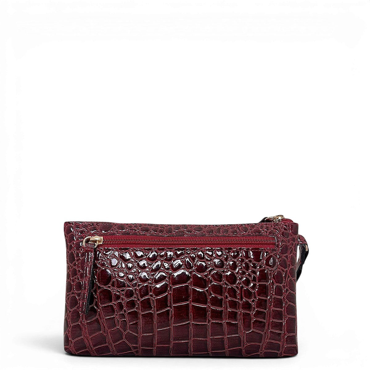 Τσάντα Χειρός mini Croco Glos μπορντώ Hunter, σταθερό λουράκι καρπού