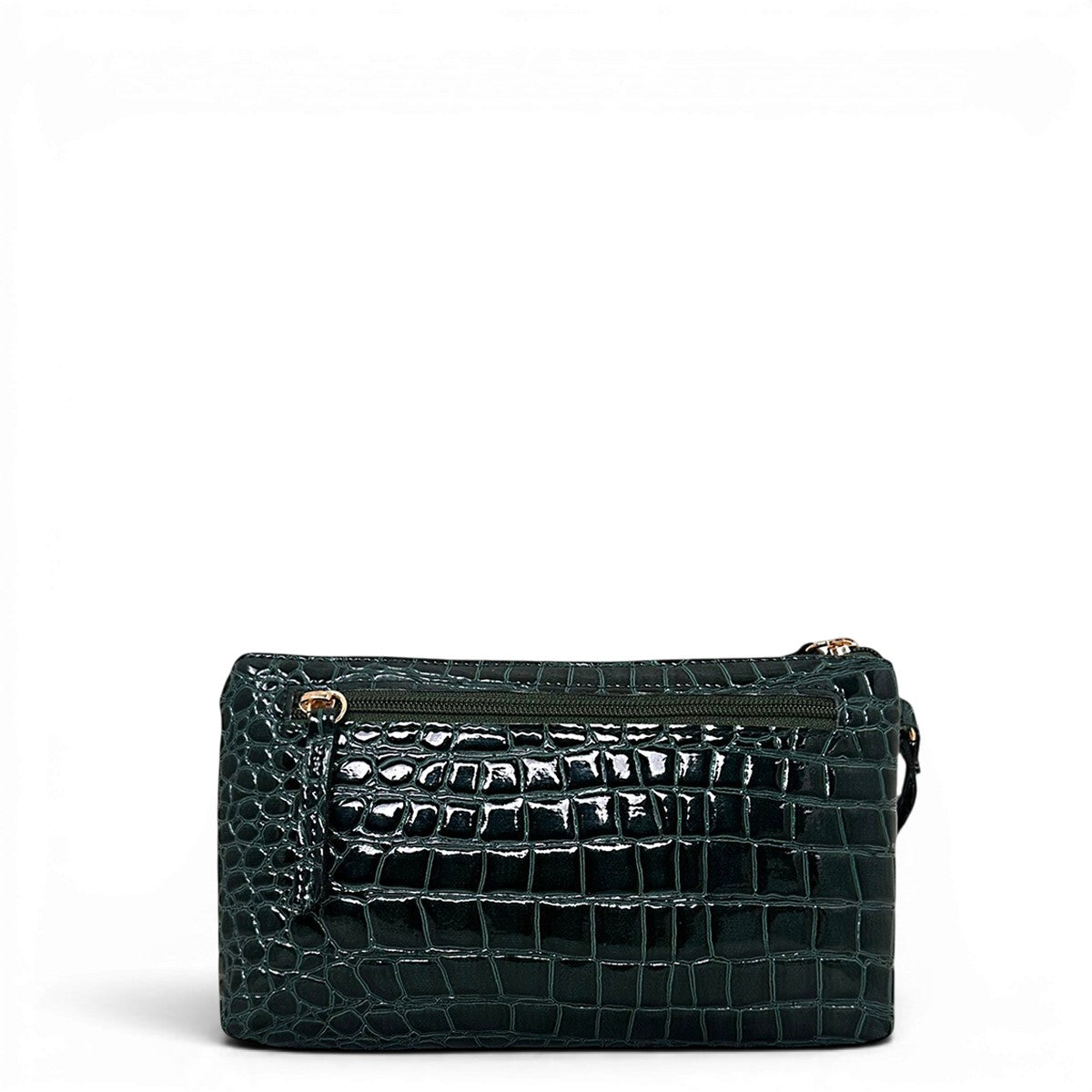 Τσάντα Χειρός mini Croco Glos πράσινο Hunter, σταθερό λουράκι καρπού