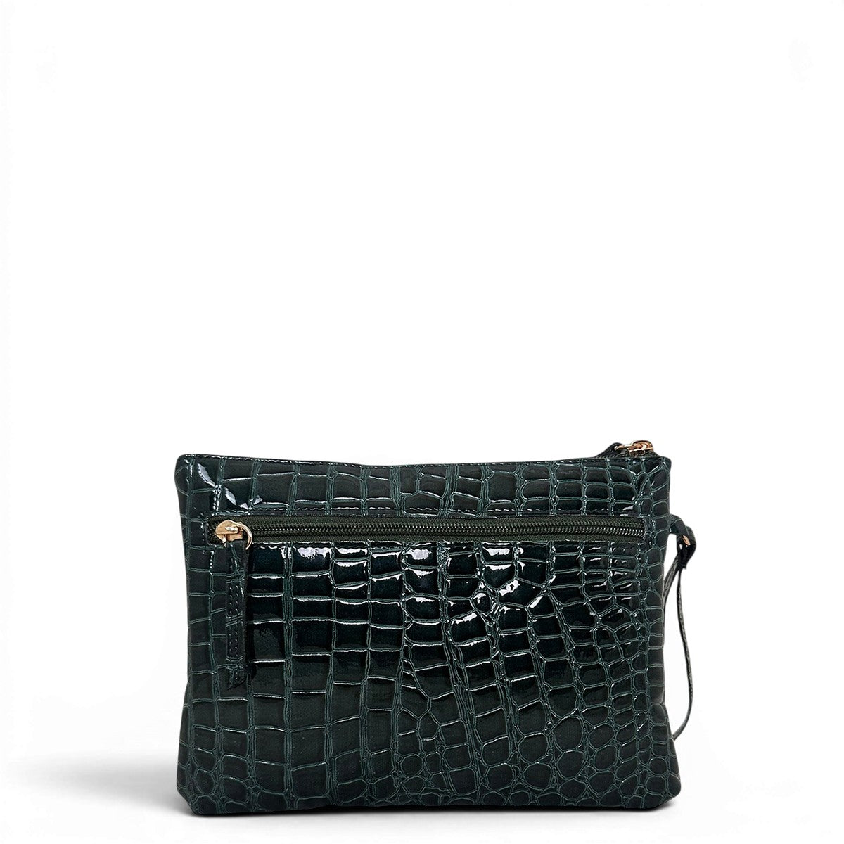 Τσάντα Χειρός Croco Glos πράσινο Hunter, σταθερό λουράκι καρπού