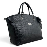 Τσάντα Ώμου chainy tote Croco μαύρο Hunter με υφή κροκό