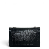 Τσάντα Ώμου flap Croco μαύρο Hunter, διαστάσεις μήκος 28 εκ., πλάτος 6 εκ., ύψος 18 εκ.
