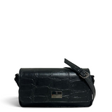 Γυναικεία Τσάντα Χιαστί mini flap Croco Μαύρο Hunter