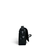 Τσάντα Χιαστί mini flap Croco μαύρο Hunter, κλείσιμο με καπάκι με μαγνήτη