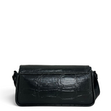Τσάντα Χιαστί mini flap Croco μαύρο Hunter, ρυθμιζόμενο λουράκι για χιαστί και για τον ώμο