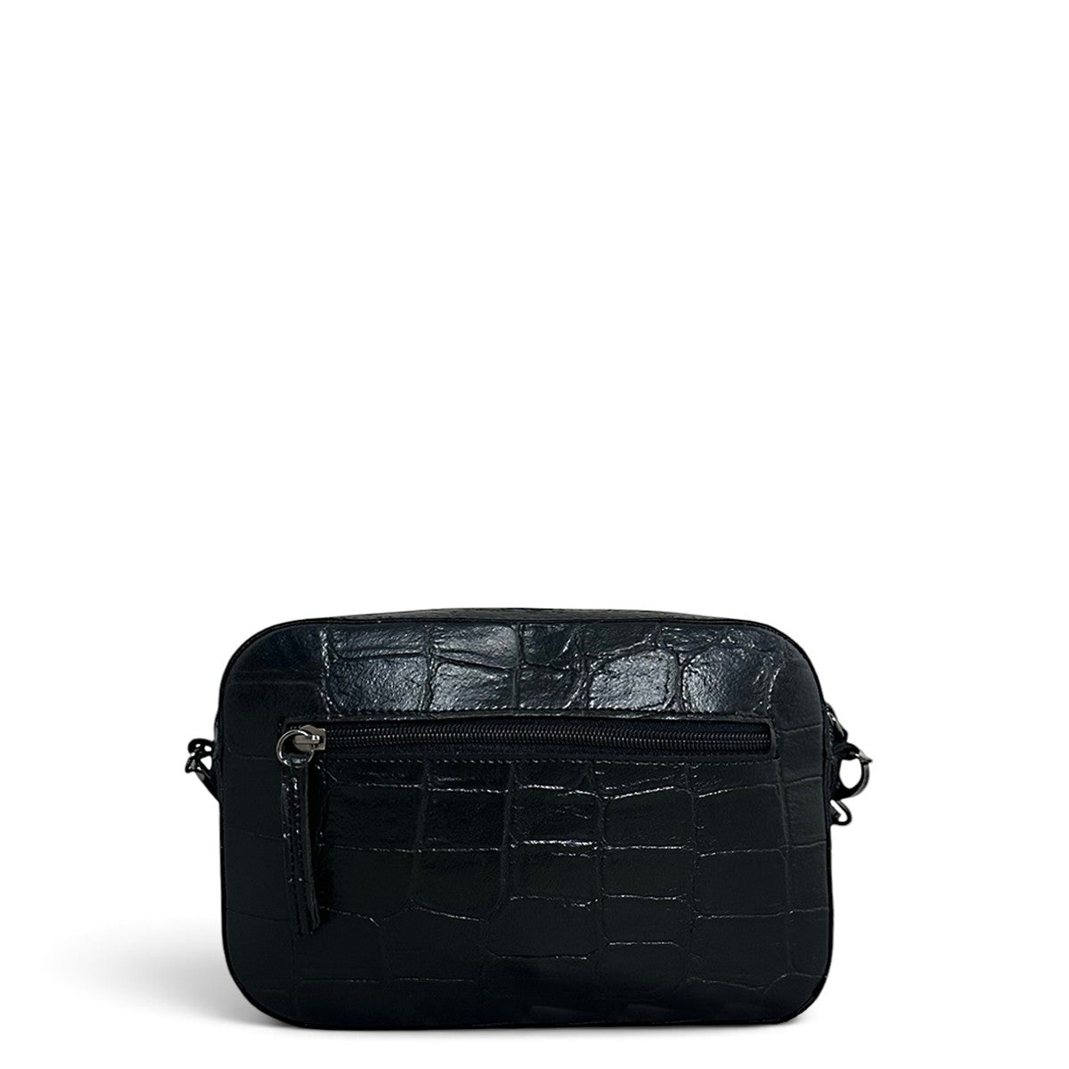 Τσάντα Χιαστί boxy Croco μαύρο Hunter, ρυθμιζόμενο λουράκι για χιαστί