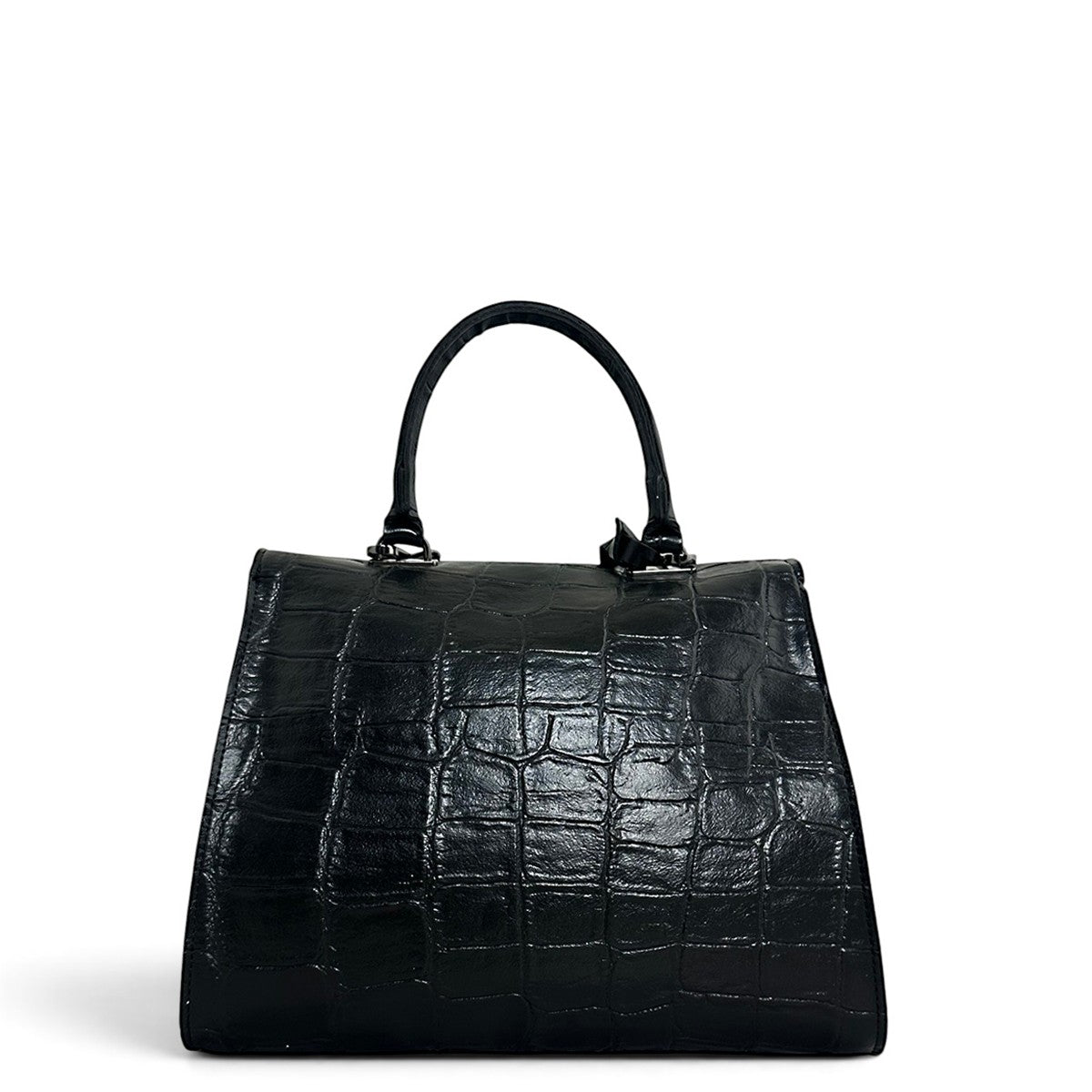 Τσάντα Χειρός - Ώμου tote Croco μαύρο Hunter, 1 σταθερό χεράκι