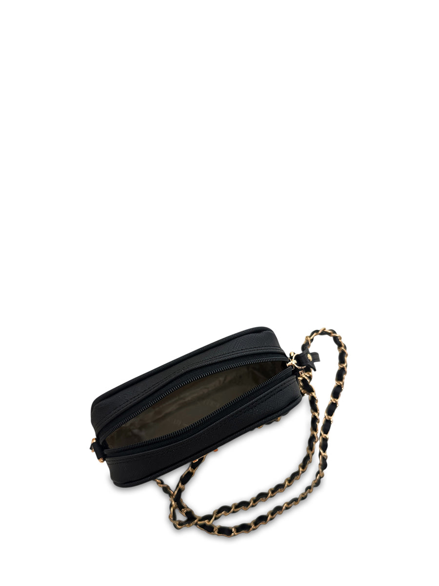 Γυναικεία τσάντα mini oval Festive Μαύρο