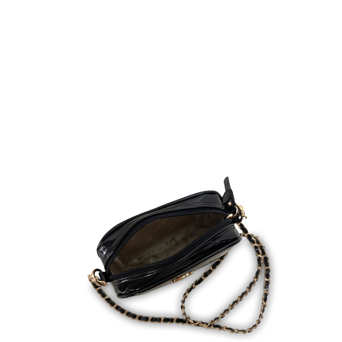 Γυναικεία τσάντα mini oval Festive Μαύρο Λουστρίνι