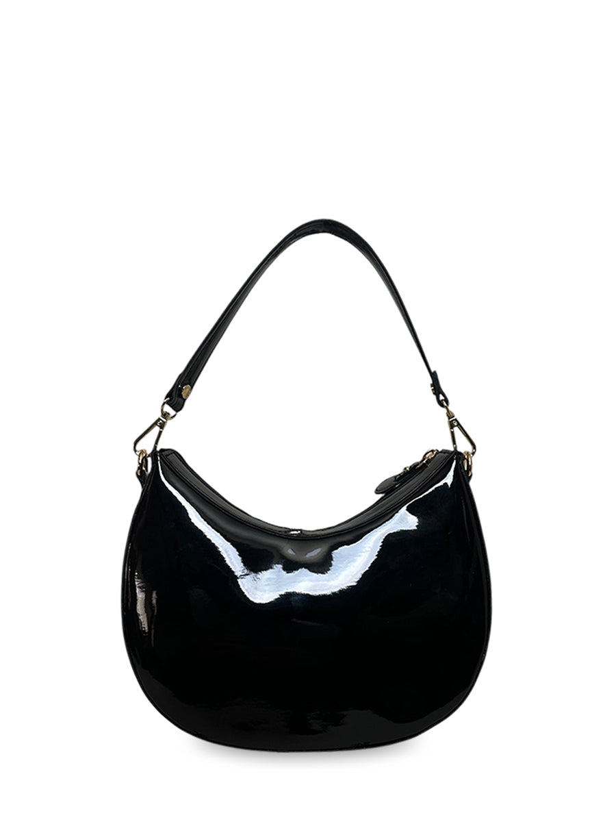 Γυναικεία τσάντα mini hobo Festive Μαύρο Λουστρίνι