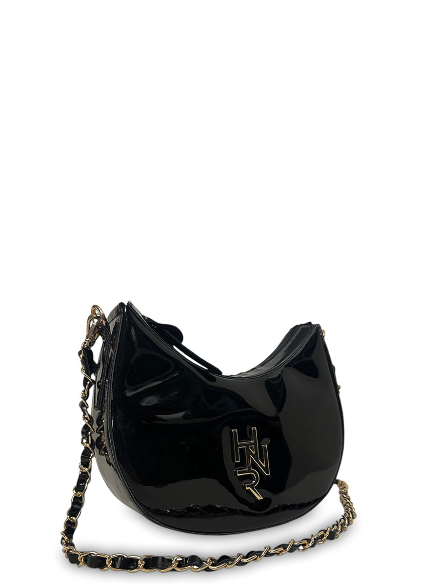 Γυναικεία τσάντα mini hobo Festive Μαύρο Λουστρίνι