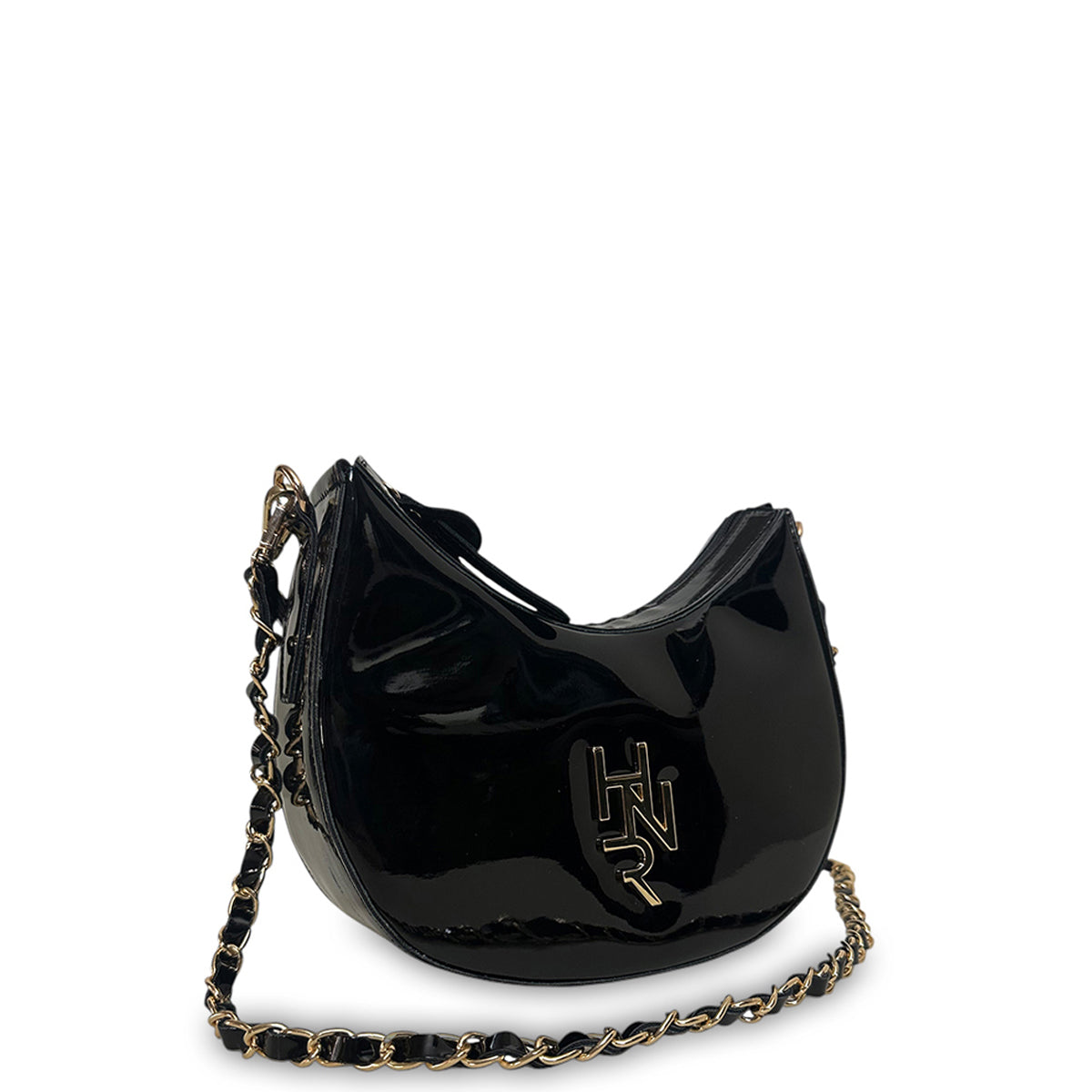 Γυναικεία τσάντα mini hobo Festive Μαύρο Λουστρίνι