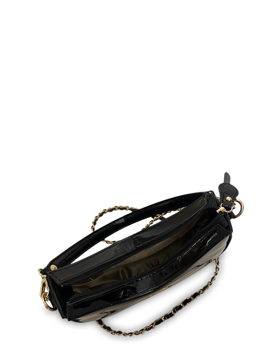 Γυναικεία τσάντα mini hobo Festive Μαύρο Λουστρίνι