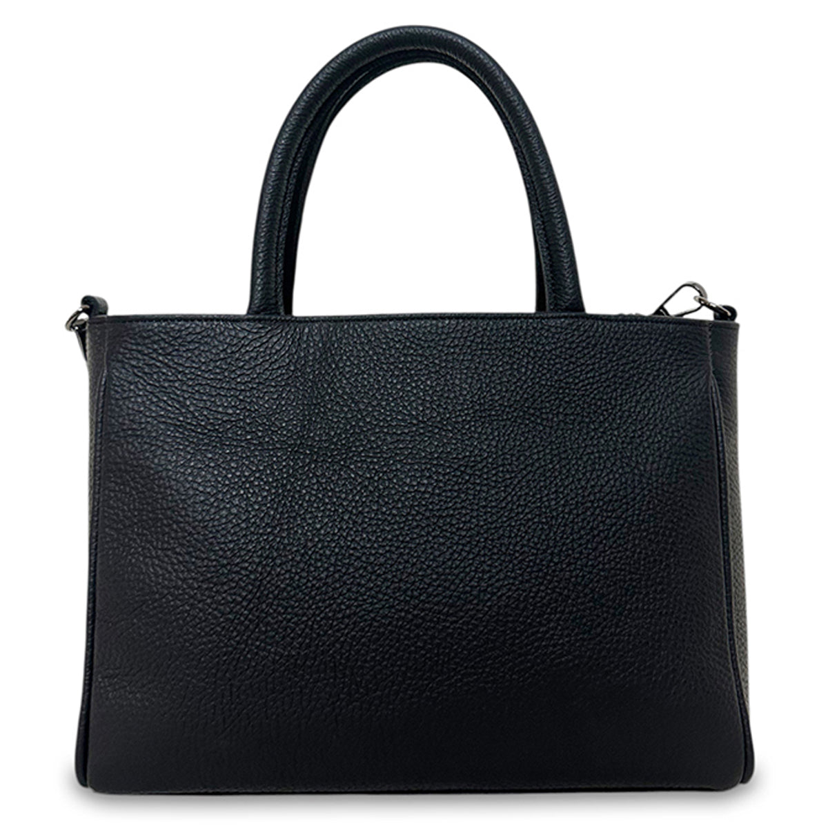 Γυναικεία τσάντα top handle δερμάτινη Grain Μαύρο
