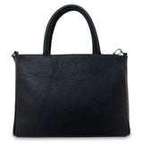 Γυναικεία τσάντα top handle δερμάτινη Grain Μαύρο