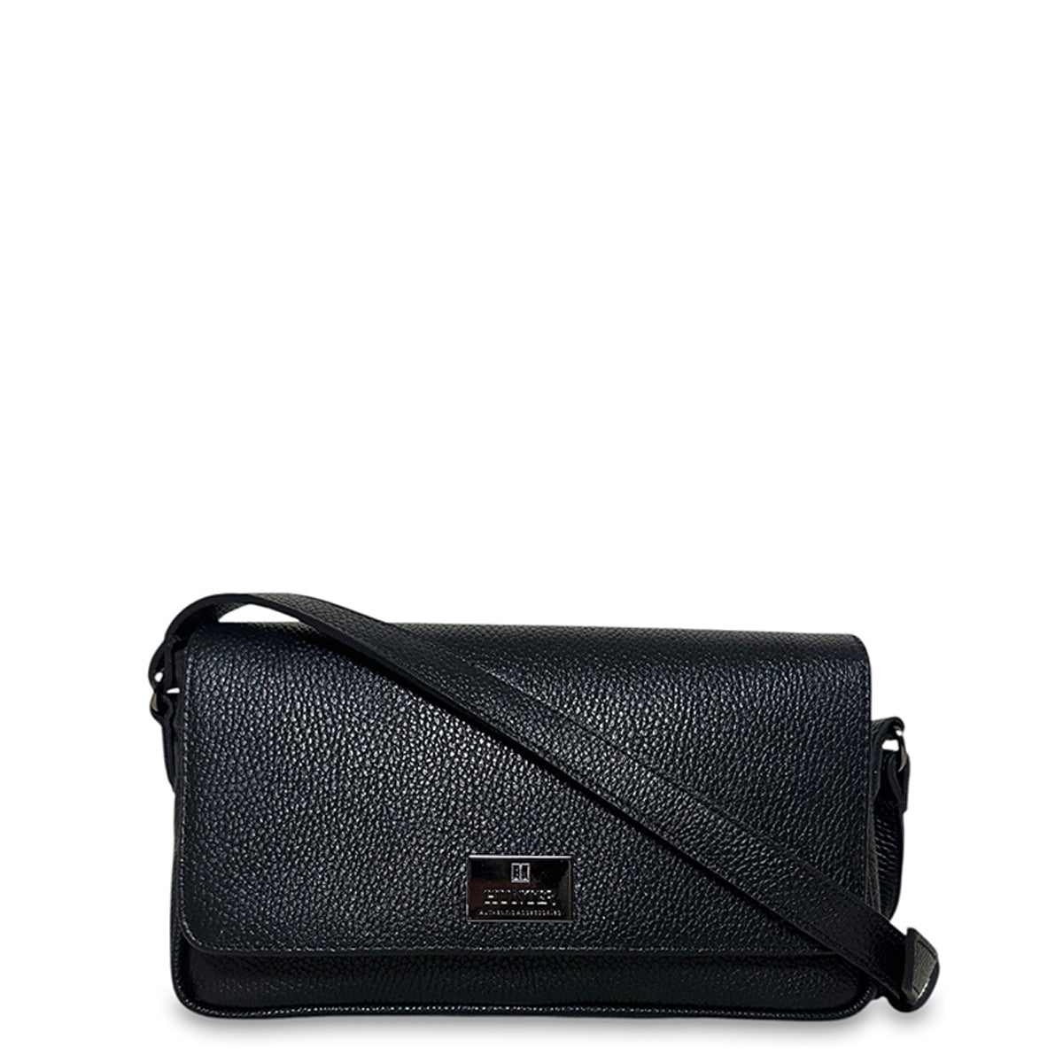 Γυναικεία τσάντα χιαστί flap δερμάτινη Grain Μαύρο