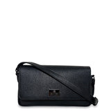 Γυναικεία τσάντα χιαστί flap δερμάτινη Grain Μαύρο