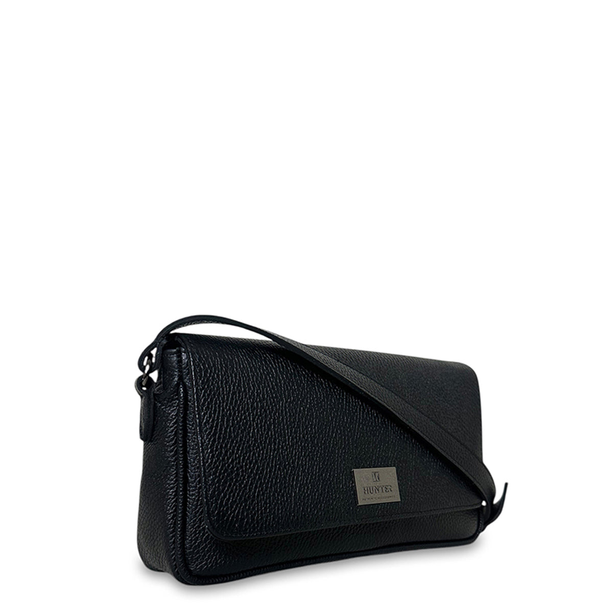 Γυναικεία τσάντα χιαστί flap δερμάτινη Grain Μαύρο